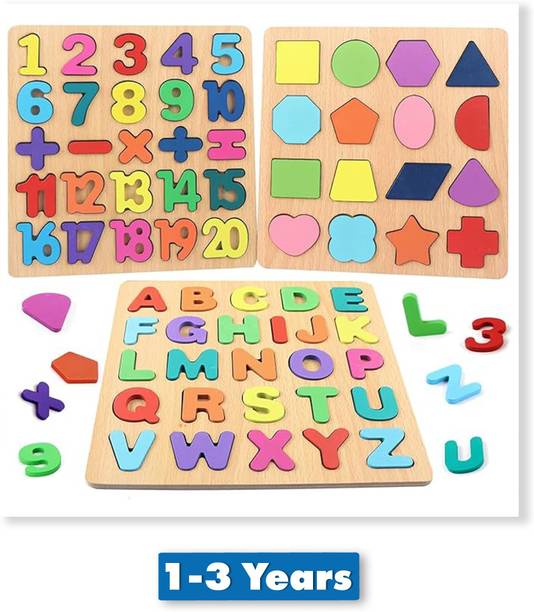 AJDK MART Toys 3 in 1 Wooden Puzzles for Toddlers |ABCD ,ALPHABET ,SHAPE