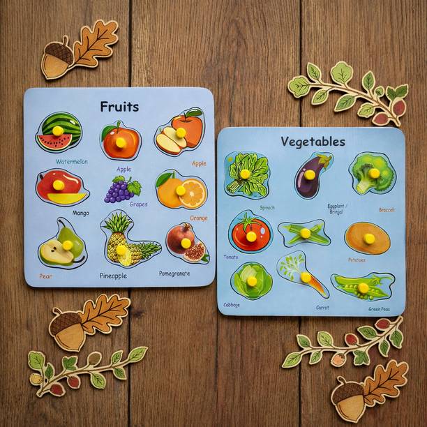 BOZICA Learn Fruits & Veggies with This Hands-On Wooden Puzzle