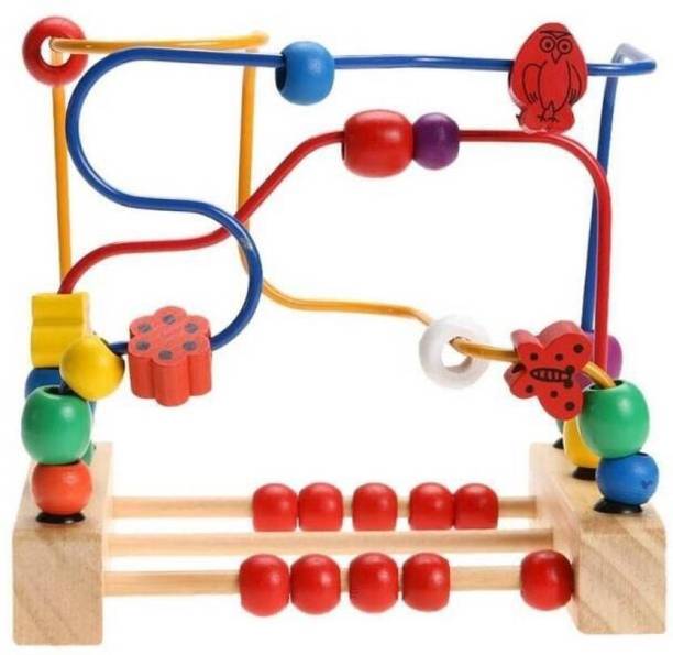 KNK Infotain Wooden Bead Maze Roller Coaster for Toddlers 1-3 Years, Activity Centre Kids