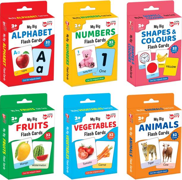 Little Berry Big Flash Cards (Set of 6): ABC, Number, Shape, Colour, Fruit, Vegetable, Animal