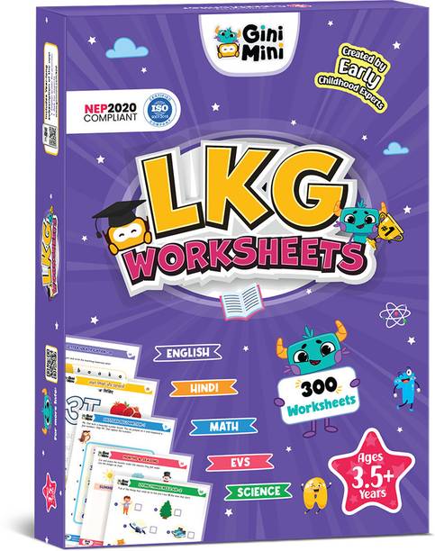 GiniMini 300 LKG Worksheets (English, Math, EVS, Science & Hindi) for 3, 4 & 5 Years