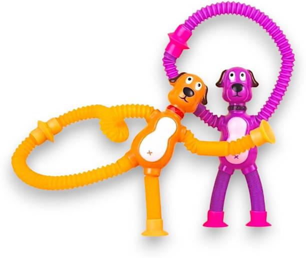 ZUNBELLA Telescopic Suction Cup Dog Toy LED Shape Changing Fidget Toys - Pack of 2