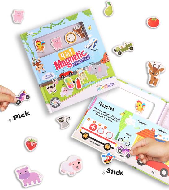इंटेलीस्किल्स 4-in-1 Premium Magnetic Activity Book for Kids, Interactive Sticker Board Book