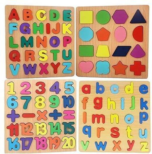WUDLY Learning Alphabet ABCD/Lower Letters/Numbers/Shapes Puzzle Board for Kids