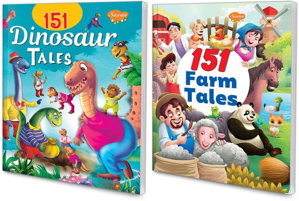 GO WOO 151 Dinosaur Tales, 151 Farm Tales | Set Of 2 Story Books