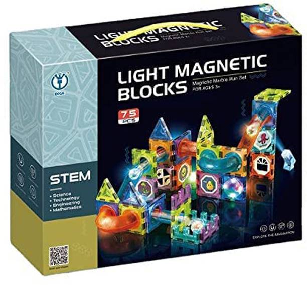 OPINA Magnetic Light Building Blocks Toy 75-Piece Set Construction Learning for Kids