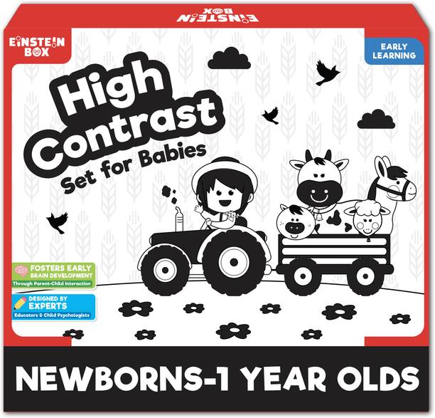आइनस्टाइन बॉक्स High Contrast Set for babies aged 0-12 months includes high contrast flashcards