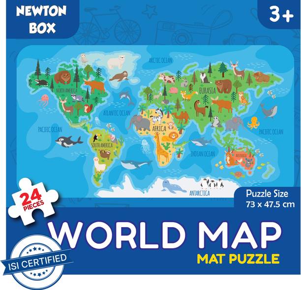 Little Olive Newton Box Floor Puzzle | Theme World Map | 3 Years and above