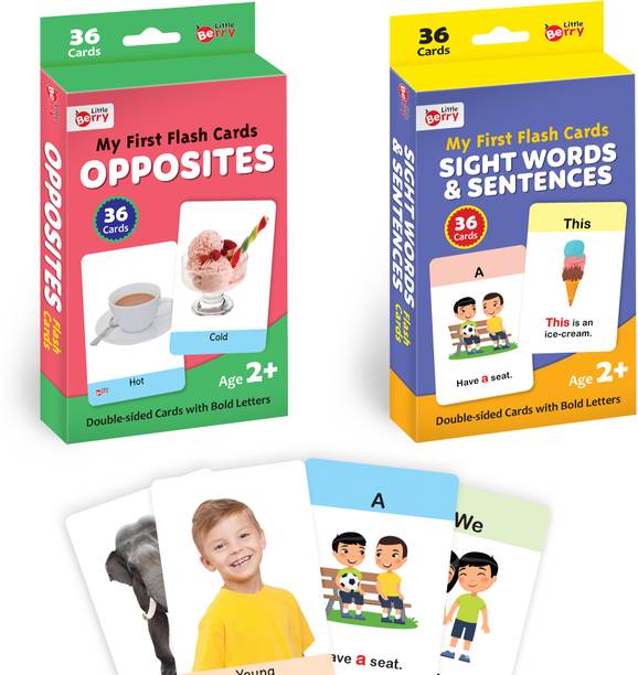 Little Berry My First Flash Cards for Kids (Combo of 2): Opposites and Sight Words - 72 Cards