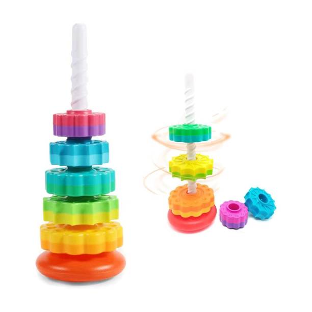 xelix Baby Spinning Toys for Toddlers Rainbow Ring Stacker Montessori Toy
