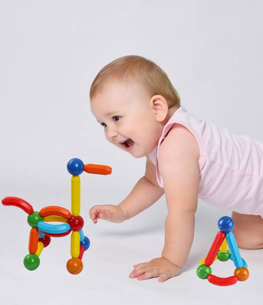 Pixel Toys 36 Pcs Magnetic Sticks Blocks For Kids, Learning Toys For Kids ( Multicolour )