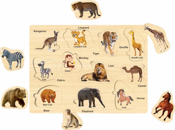 Craftick Wooden Animal Puzzle for Toddlers - Early Learning & Development Toy