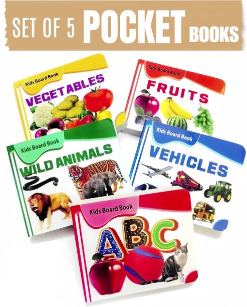 HOMESHOPEEZ Pocket Book Set of Alphabets, Fruits, Vegetable, Animals, Vehicles