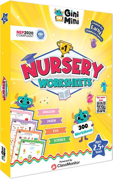 GiniMini 300 Nursery Worksheets for Ages 2, 3, 4 | Pack of English, Math, Science, & EVS