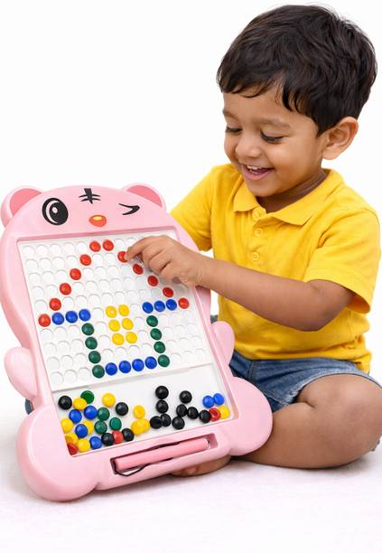 LapaToys Kids Magnetic Bead Creative Learning Drawing Board with Pen (3+ Years)