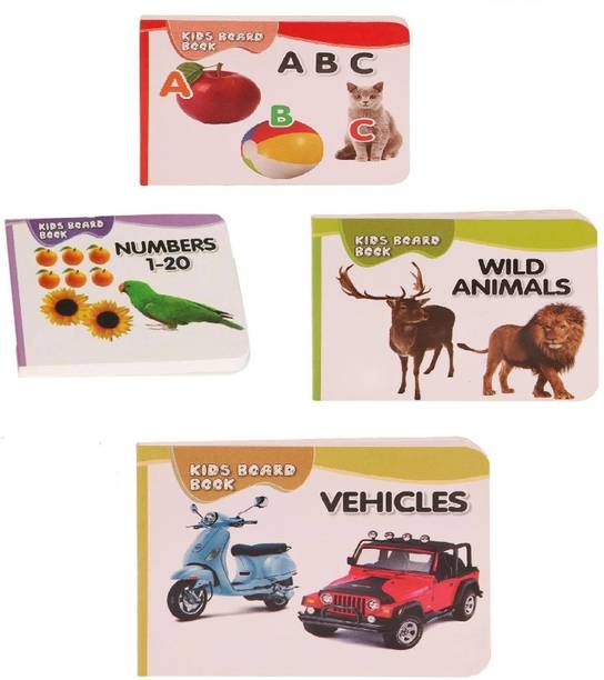 ZEQTOS Pocket Kids Board Book Alphabet, Numbers, Wild Animal, Vehicle