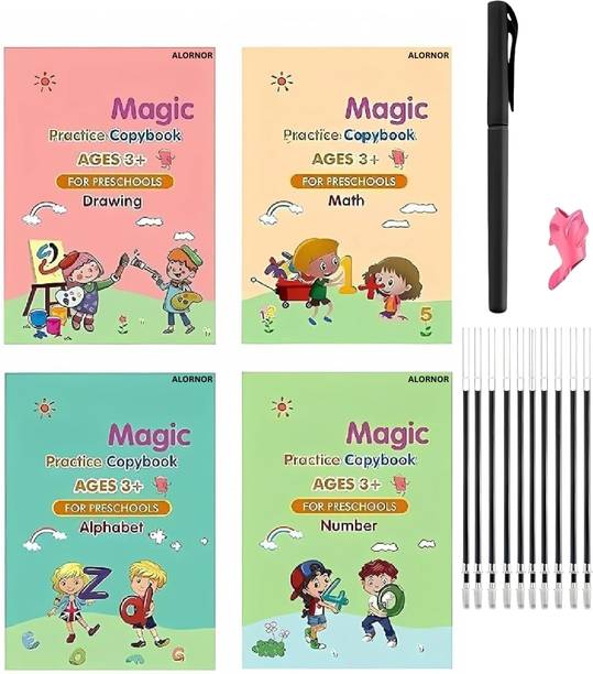 ALORNOR Magic Practice Copybook, (4 BOOK,10 REFILL) Number Tracing Book for Preschoolers