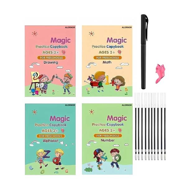 ALORNOR Magic Practice Copybook, (4 BOOK,10 REFILL) Number Tracing Book for Preschoolers