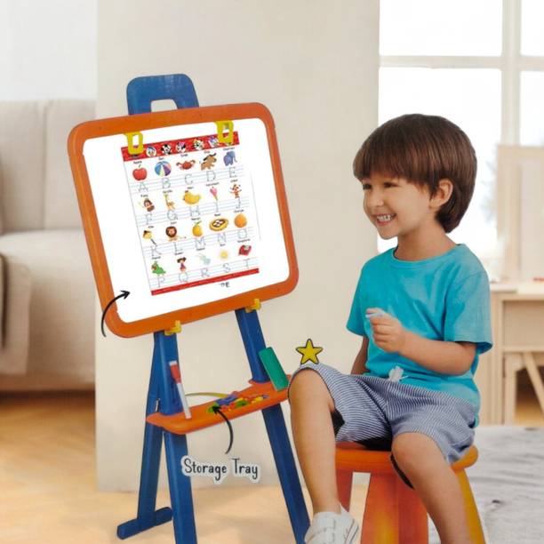 SABIRAT 8in1 Astronaut Easel, Chalk & White Board, Magnetic ABC, 123, Wipe & Write Sheet