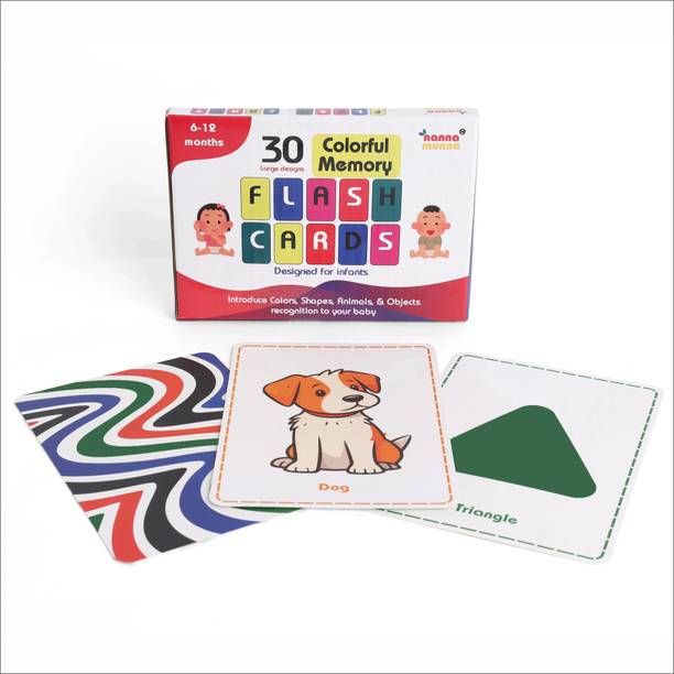 NannaMunna Large Colorful Flash Cards for Babies 6M+ | 30 Designs | Learn Shapes & More
