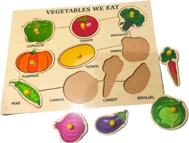 ANSH ENTERPERISES Vegetable We Eat Wooden Puzzle Kids Learning Educational Games Toys for Baby