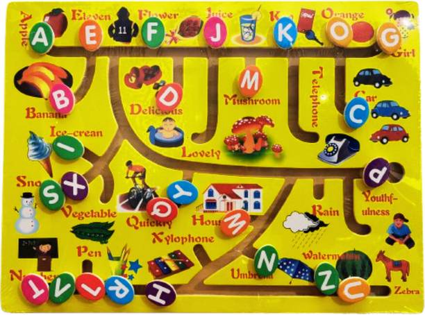 VAATHSALYA'S Wooden Alphabet Maze ABC Learning Puzzle Game Montessori Educational Toy