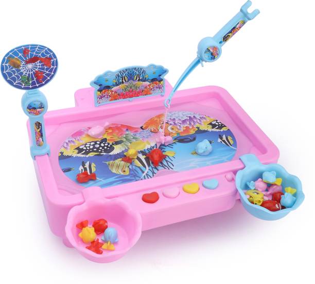 P S Galaxy Fishing Game Play Toy Set with Flashing Lights & Music Fish Catching Board Game
