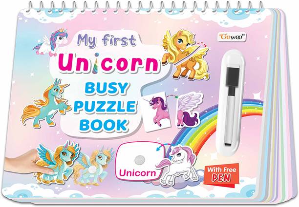 GO WOO My First Unicorn Busy Puzzle Book : Early Learning Binder book with Activities
