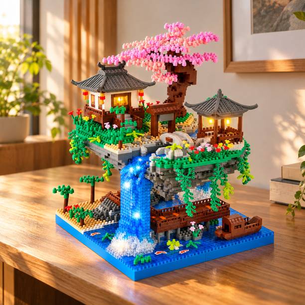 Questsole Cherry Blossom Micro Building Blocks Set with LED Lights 2705 Pcs Garden Model