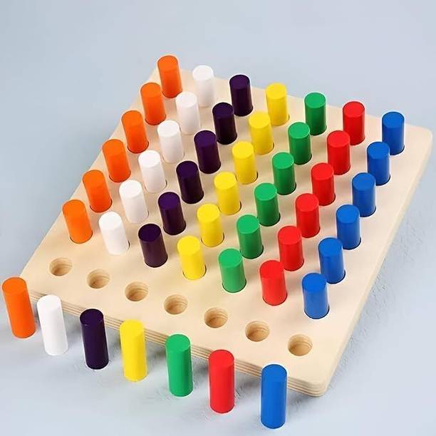 Nlive Wooden Toys Multicolored Shape Sorting Blocks for Children Ages 3+ (Large)