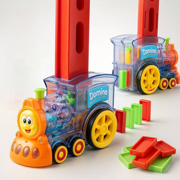 m toys Domino Train Toy Set Stacking Construction with Lights and Sound For Kids