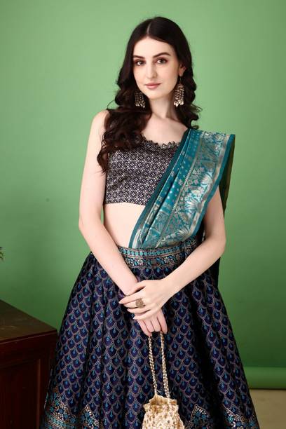 SWAMI STUDIO Self Design Semi Stitched Lehenga Choli - Buy SWAMI STUDIO Self Design Semi Stitched Lehenga Choli Online at Best Prices in India |... - Image 6