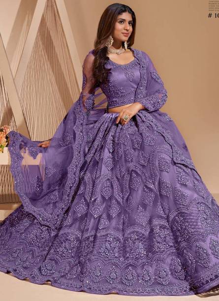 Cute Fellow Embroidered Semi Stitched Lehenga Choli - Image 3