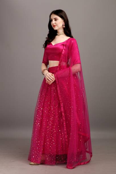 color bucket Embellished, Self Design Semi Stitched Lehenga Choli - Image 3
