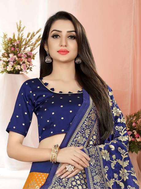 Magmina Floral Print, Embellished, Self Design, Geometric Print Semi Stitched Lehenga Choli - Buy Magmina Floral Print, Embellished, Self Design,... - Image 4