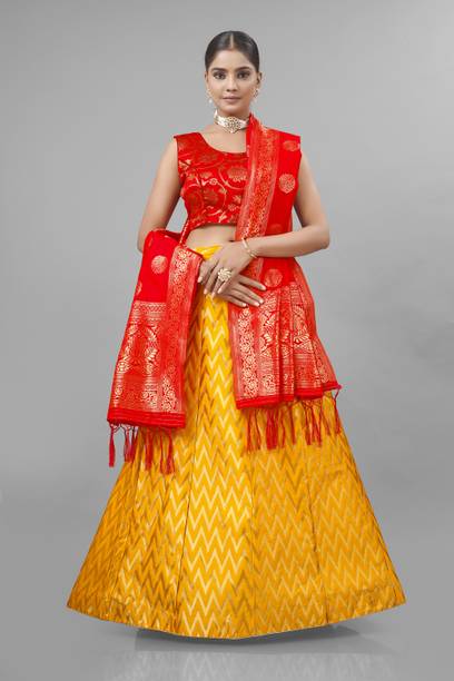 ShreeVeena Embellished, Self Design Semi Stitched Lehenga Choli - Image 4