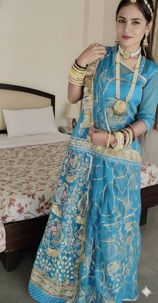 WOMENGIRLFASHION Embroidered Semi Stitched Rajputi Poshak