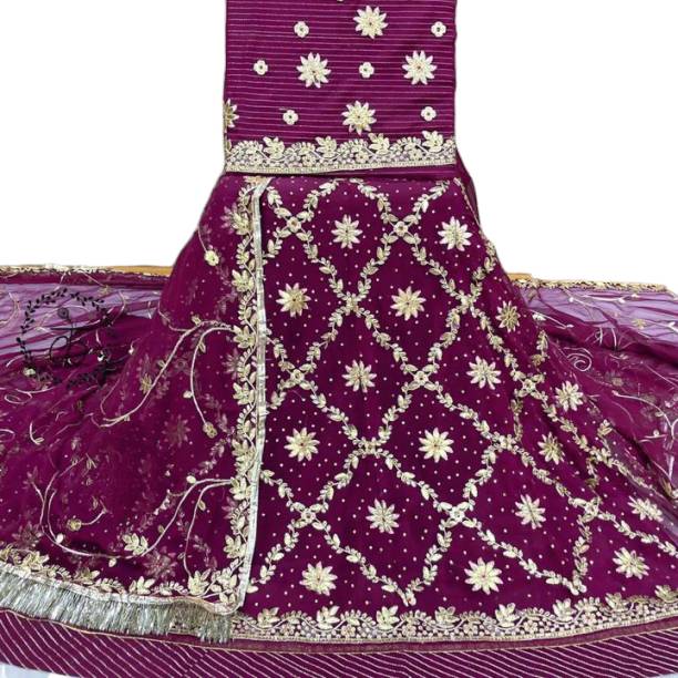 Embroidered, Embellished Semi Stitched Rajasthani Poshak Price in India