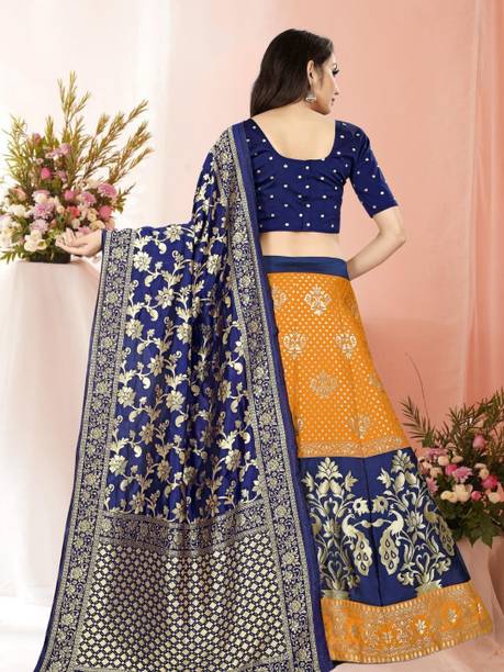 Magmina Floral Print, Embellished, Self Design, Geometric Print Semi Stitched Lehenga Choli - Buy Magmina Floral Print, Embellished, Self Design,... - Image 2