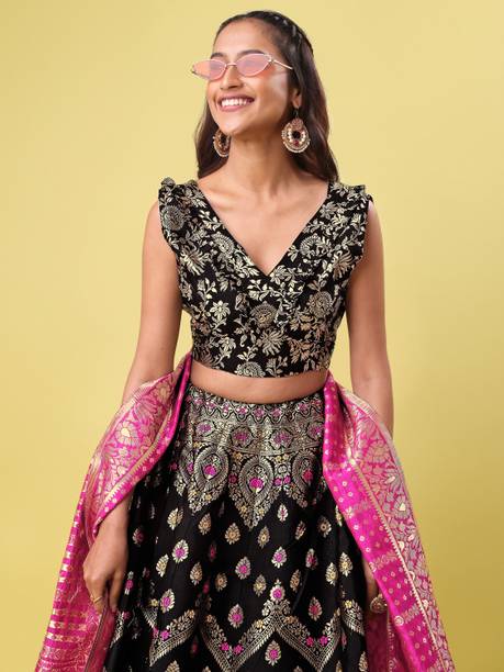 PURVAJA Embellished Semi Stitched Lehenga Choli - Image 4