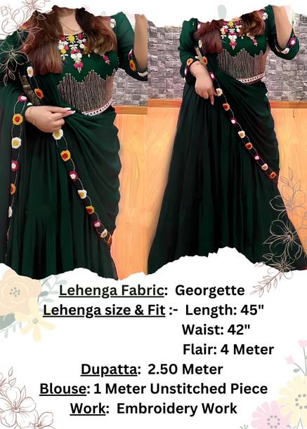 New Pooja Embellished Semi Stitched Lehenga & Crop Top - Image 3