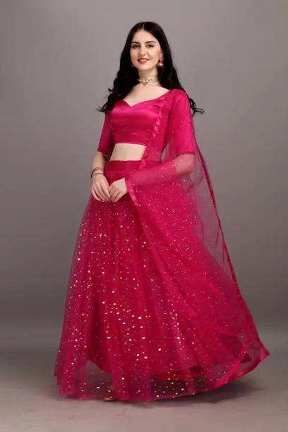 Embellished Self Design Semi Stitched Lehenga Crop Top