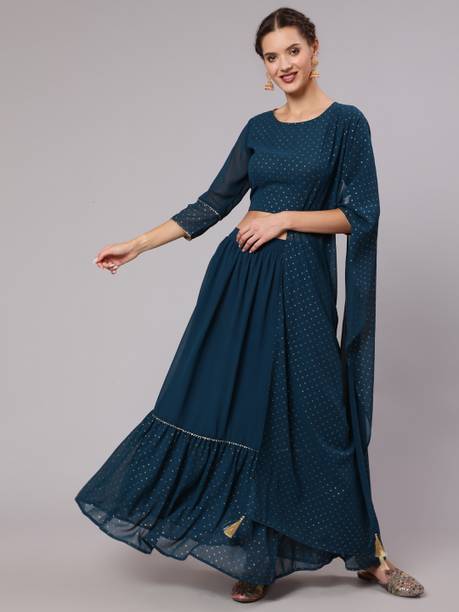 Jaipur Kurti Printed Stitched Lehenga & Crop Top - Image 4
