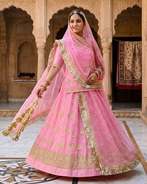 MANTUSHTI Embroidered Semi Stitched Rajputi Poshak
