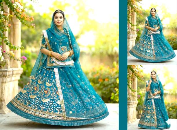BHERVATEX Embroidered Semi Stitched Rajputi Poshak
