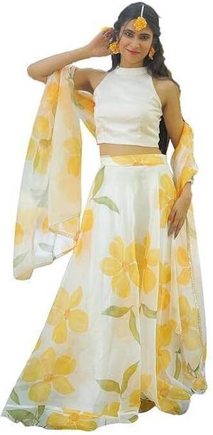 E mart Floral Print Semi Stitched Lehenga Choli - Image 2