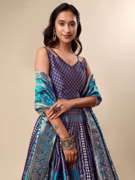PURVAJA Embellished Semi Stitched Lehenga Choli - Image 4