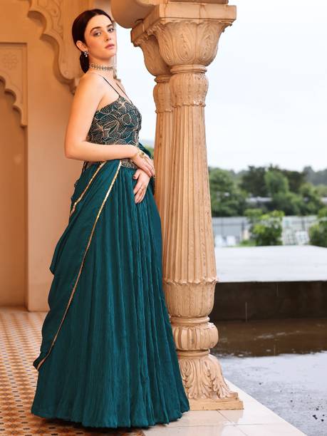 PURVAJA Embroidered Semi Stitched Lehenga Choli - Buy PURVAJA Embroidered Semi Stitched Lehenga Choli Online at Best Prices in India | galgota.in - Image 3