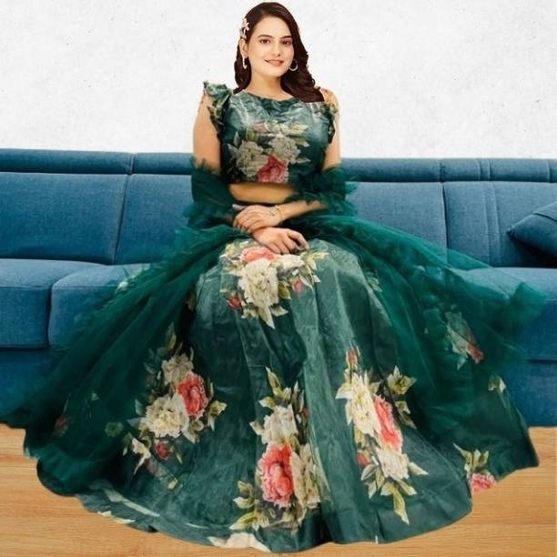 Dhavanit Floral Print Semi Stitched Lehenga Choli - Buy Dhavanit Floral Print Semi Stitched Lehenga Choli Online at Best Prices in India |... - Image 3