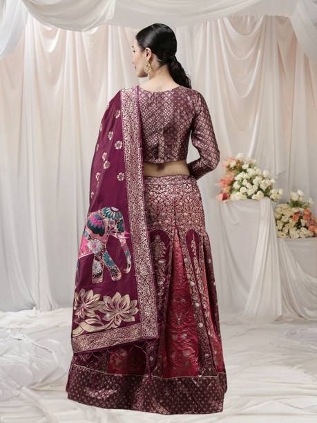 Magmina Floral Print, Embellished, Self Design, Geometric Print Semi Stitched Lehenga Choli - Buy Magmina Floral Print, Embellished, Self Design,... - Image 2